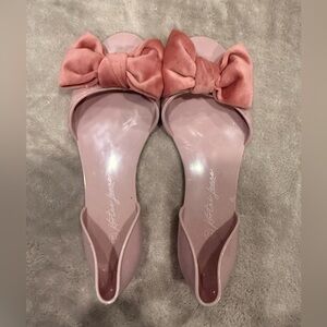 Kortni Jean Pink Jellies With Velvety Bow Women’s Sz 7.5